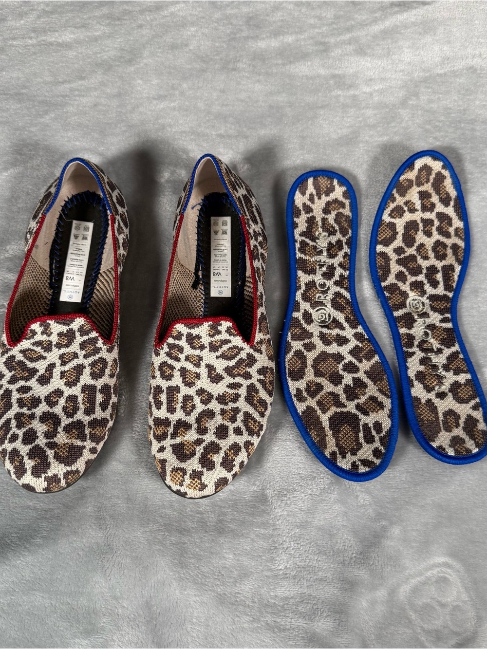 Rothys Flats Slip On Shoes Womens US 8 Animal Print Leopard Round Toes